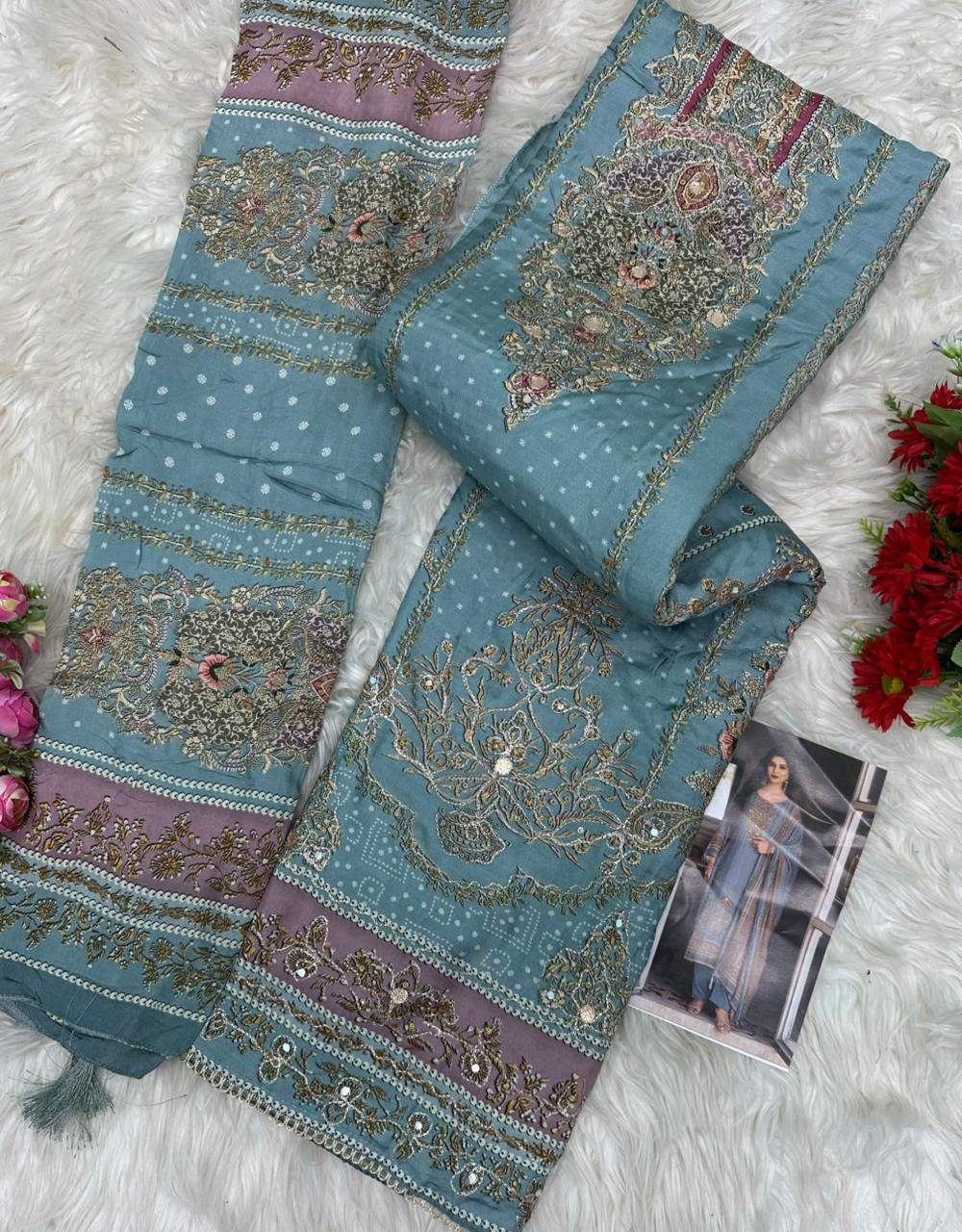 At 173 Amrutvela Viscose Muslin Karachi Salwar Suits Exporter Ahmedabad