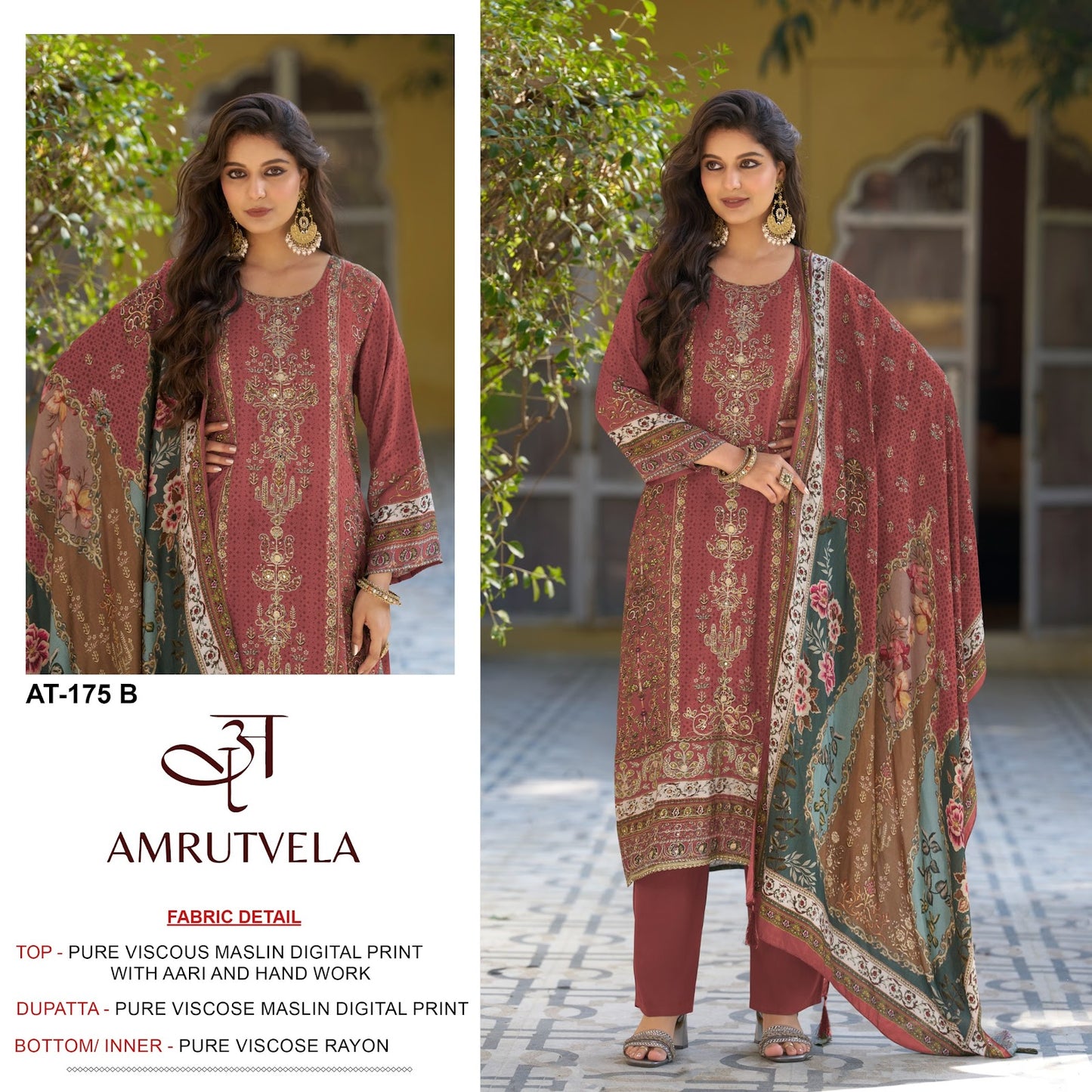 At 175 Amrutvela Viscose Muslin Karachi Salwar Suits Supplier