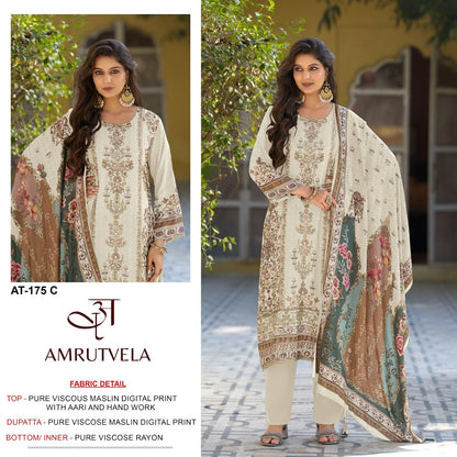 At 175 Amrutvela Viscose Muslin Karachi Salwar Suits Supplier