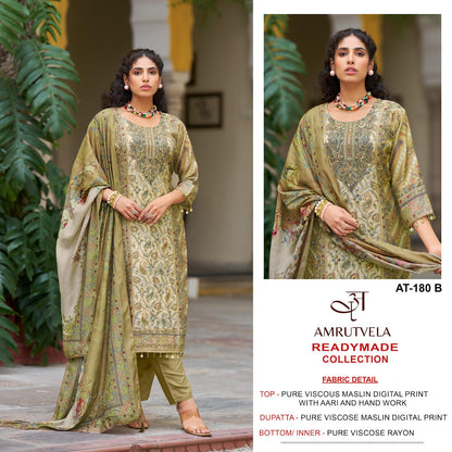 At 180 Amrutvela Viscose Muslin Pakistani Readymade Suits Wholesaler India