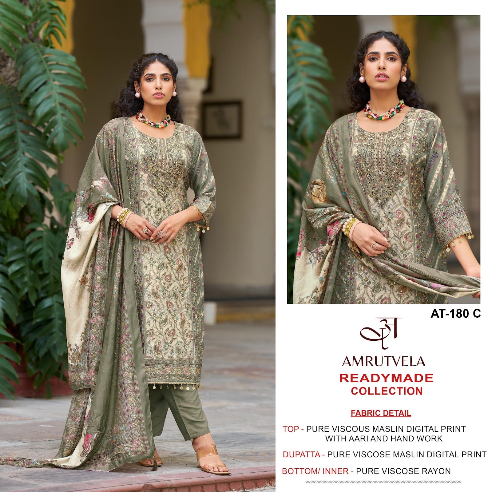 At 180 Amrutvela Viscose Muslin Pakistani Readymade Suits Wholesaler India