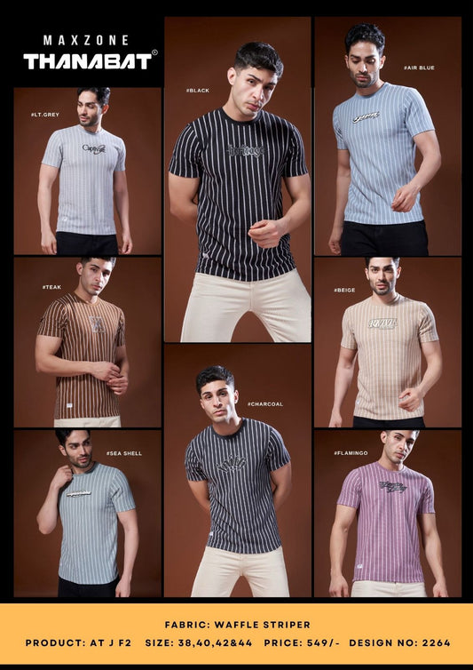 At J F 2 Dn 2264 Maxzone Clothing Waffle Mens Tshirts Wholesaler