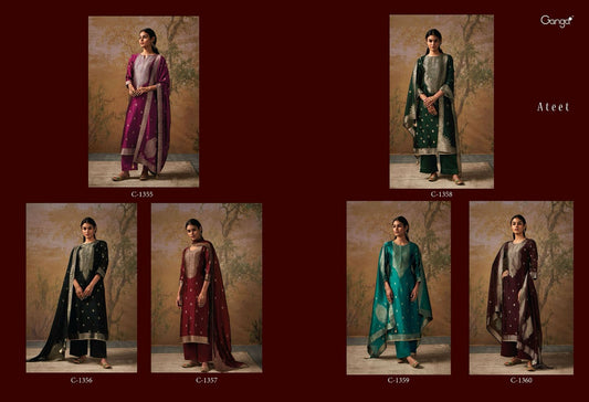 Ateet C-1355-1360 Ganga Bemberg Silk Plazzo Style Suits Manufacturer