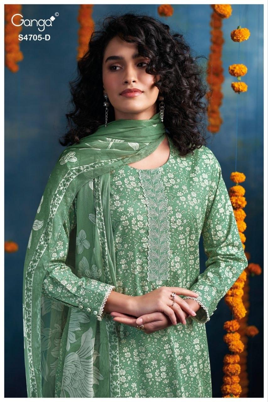 Athena 4705 Ganga Cotton Pant Style Suits Exporter Ahmedabad