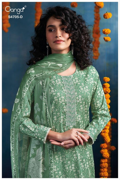 Athena 4705 Ganga Cotton Pant Style Suits Exporter Ahmedabad