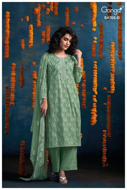Athena 4705 Ganga Cotton Pant Style Suits Exporter Ahmedabad