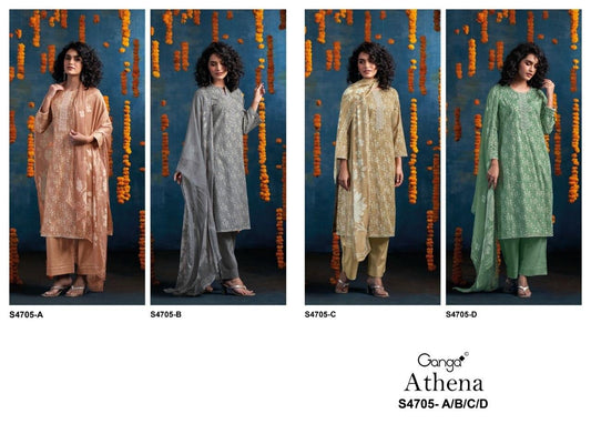 Athena 4705 Ganga Cotton Pant Style Suits Exporter Ahmedabad