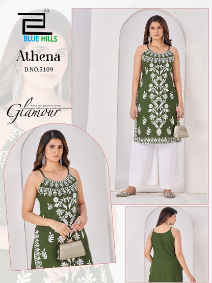 Athena Blue Hills Rayon 14Kg Straight Cut Kurtis Manufacturer Gujarat