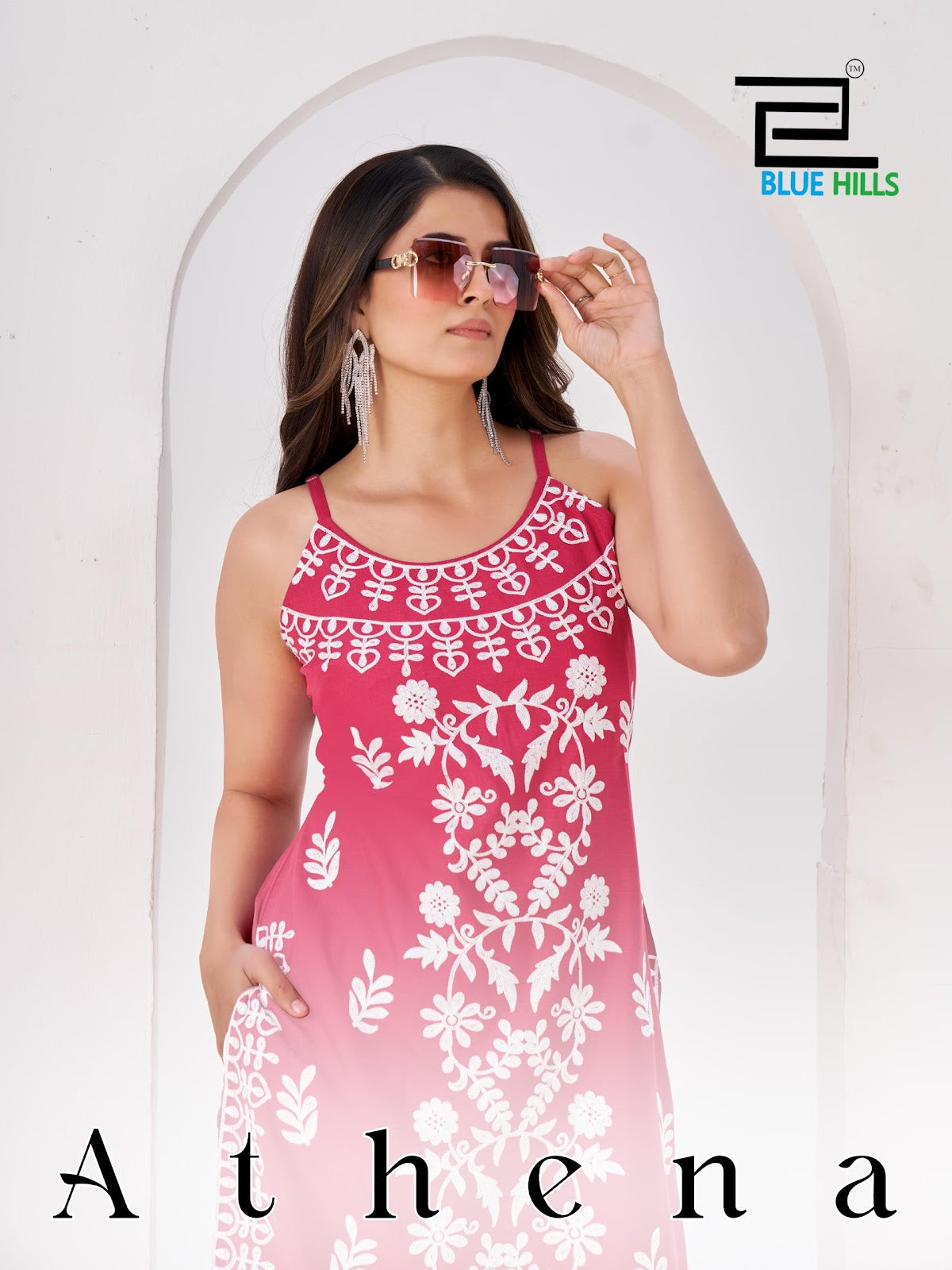 Athena Blue Hills Rayon 14Kg Straight Cut Kurtis Manufacturer Gujarat
