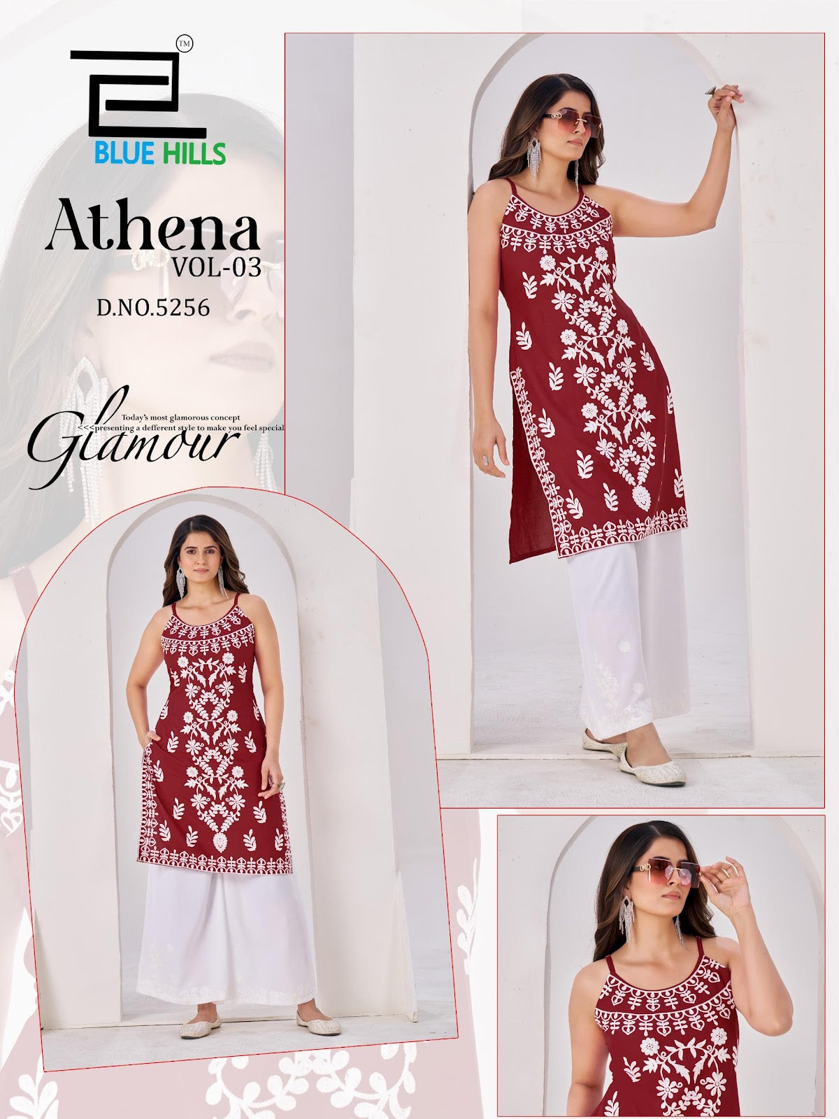 Athena Vol 3 Blue Hills Rayon 14Kg Knee Length Kurtis Manufacturer India