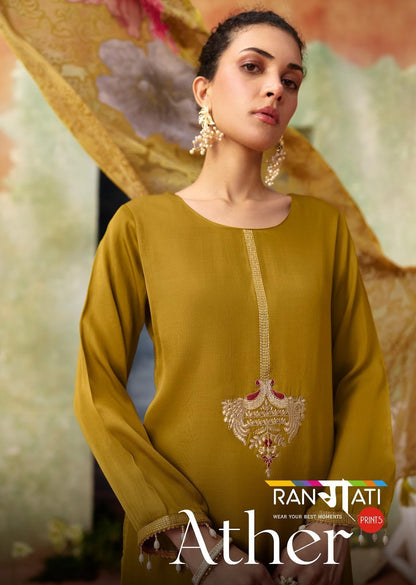 Ather Rangati Prints Gaji Silk Pant Style Suits Wholesale Price
