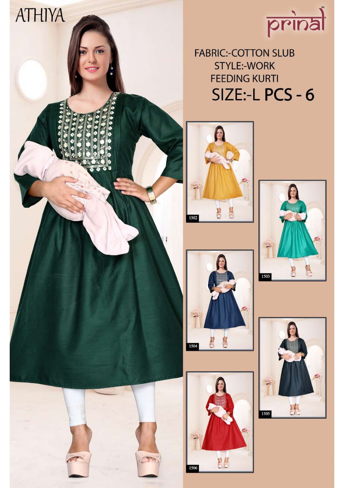 Athiya Prinal Cotton Slub Feeding Kurtis