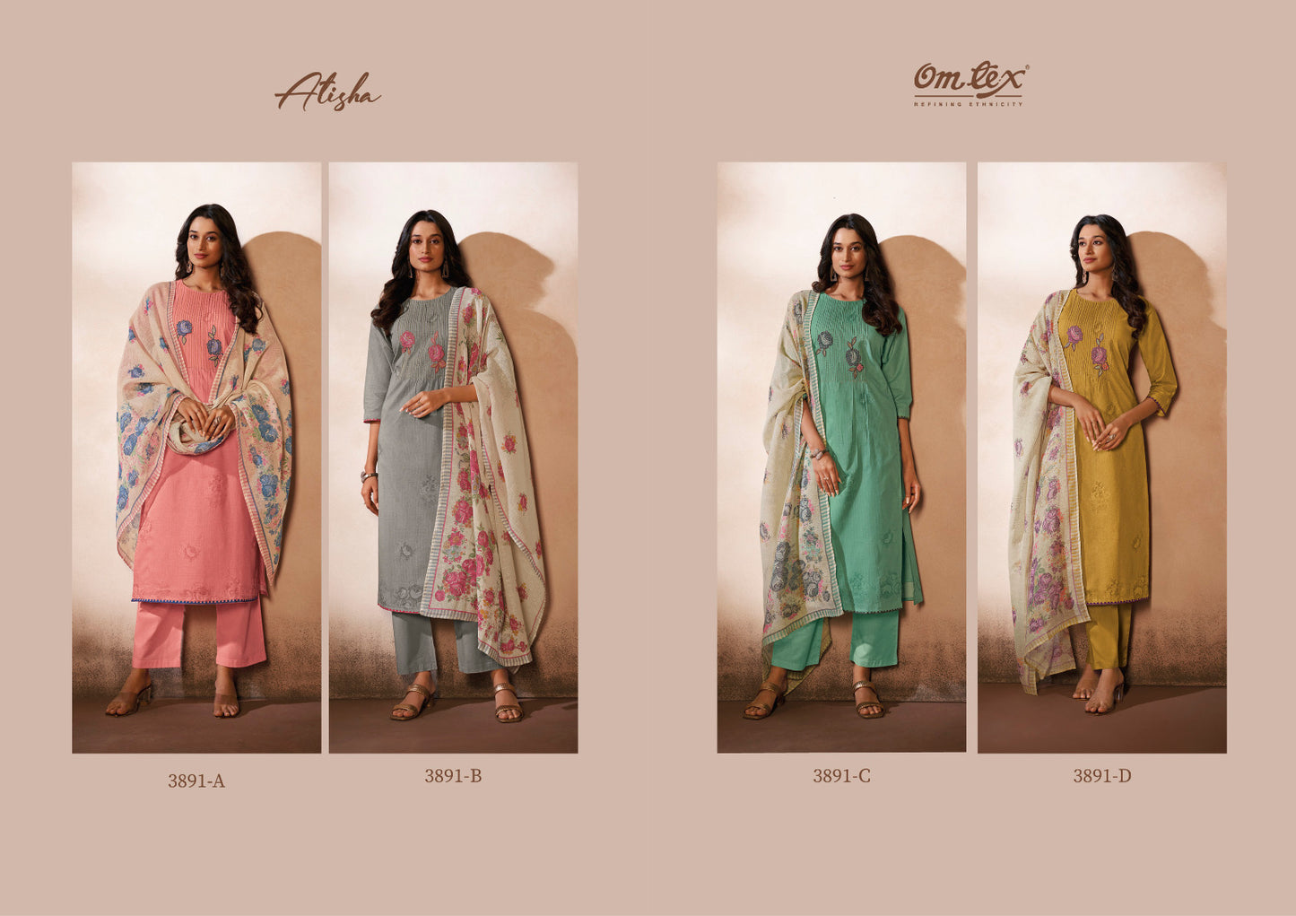 Atisha Omtex Lawn Cotton Pant Style Suits