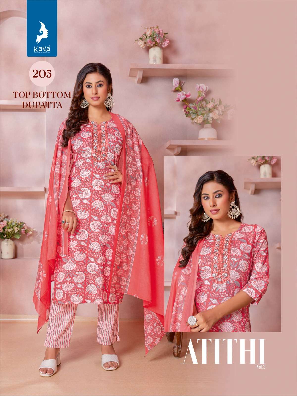 Atithi Vol 2 Kaya Cotton Readymade Pant Style Suits Manufacturer India