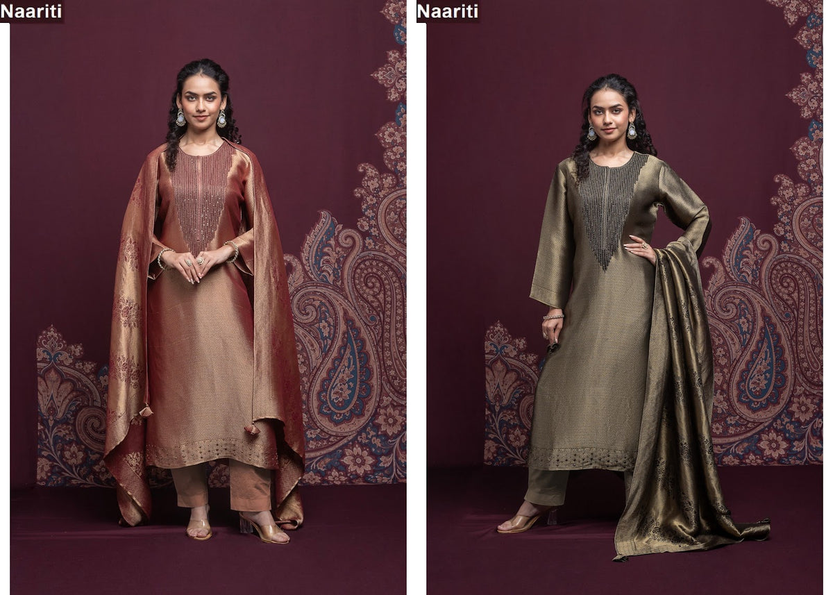 Atoosa 2894 Naariti Silk Jacquard Pant Style Suits Wholesaler Gujarat