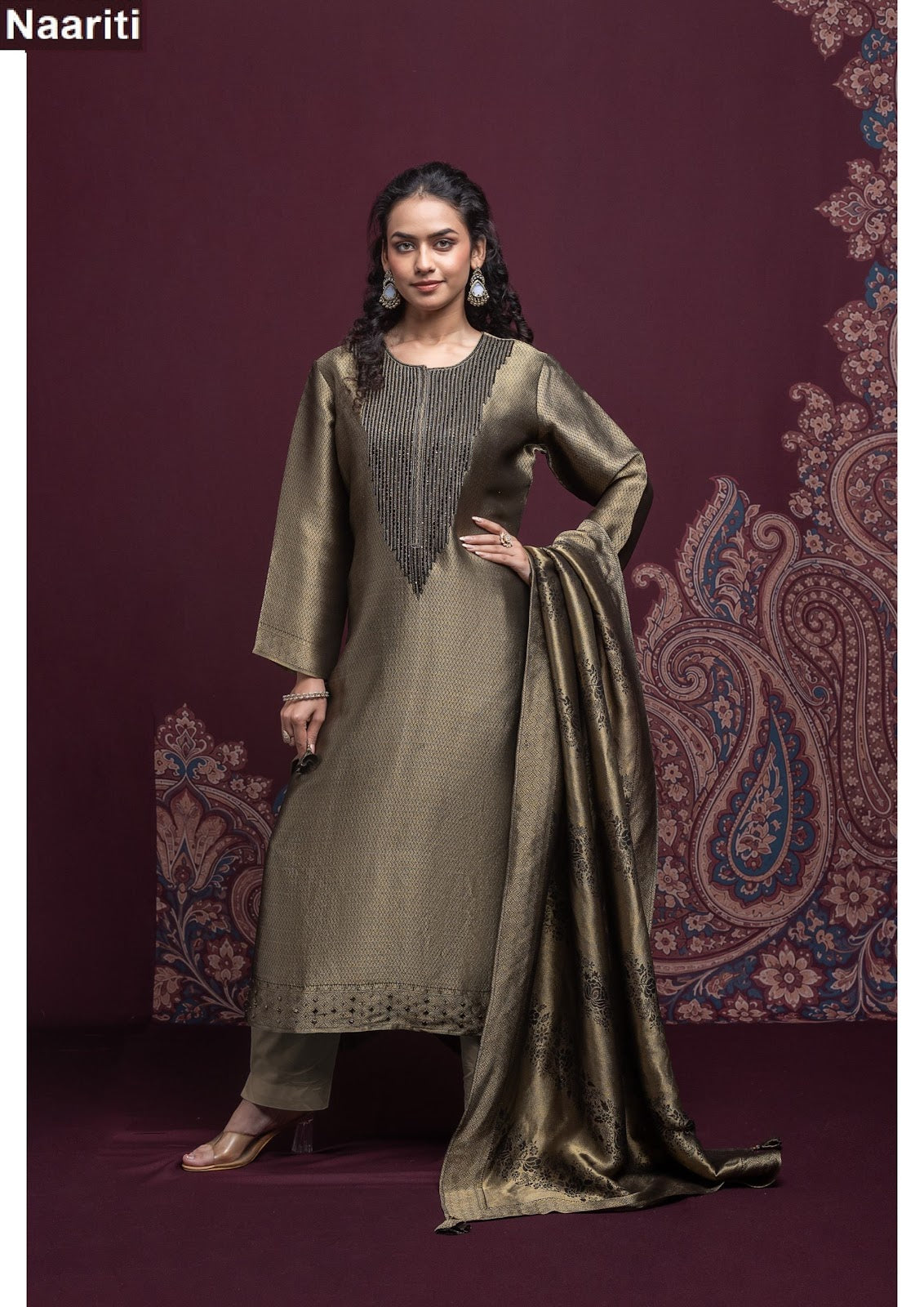 Atoosa 2894 Naariti Silk Jacquard Pant Style Suits Wholesaler Gujarat