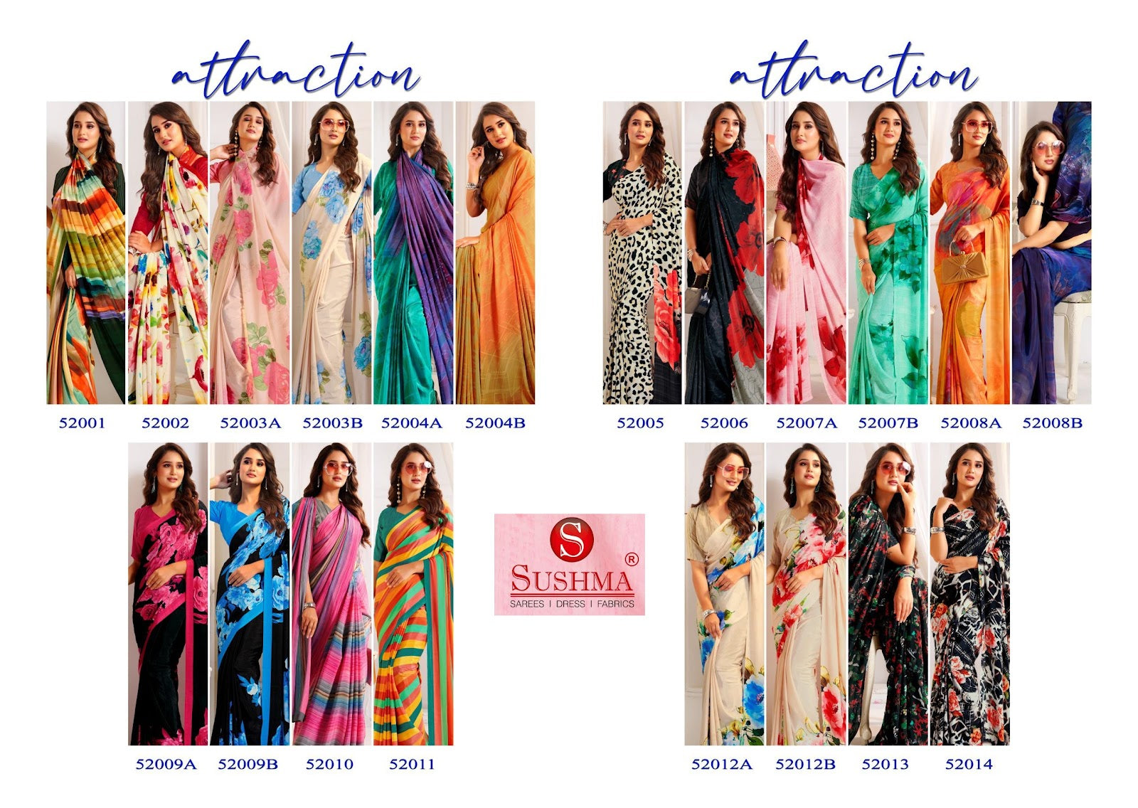 Attraction Sushma Crape Sarees Wholesale Price
