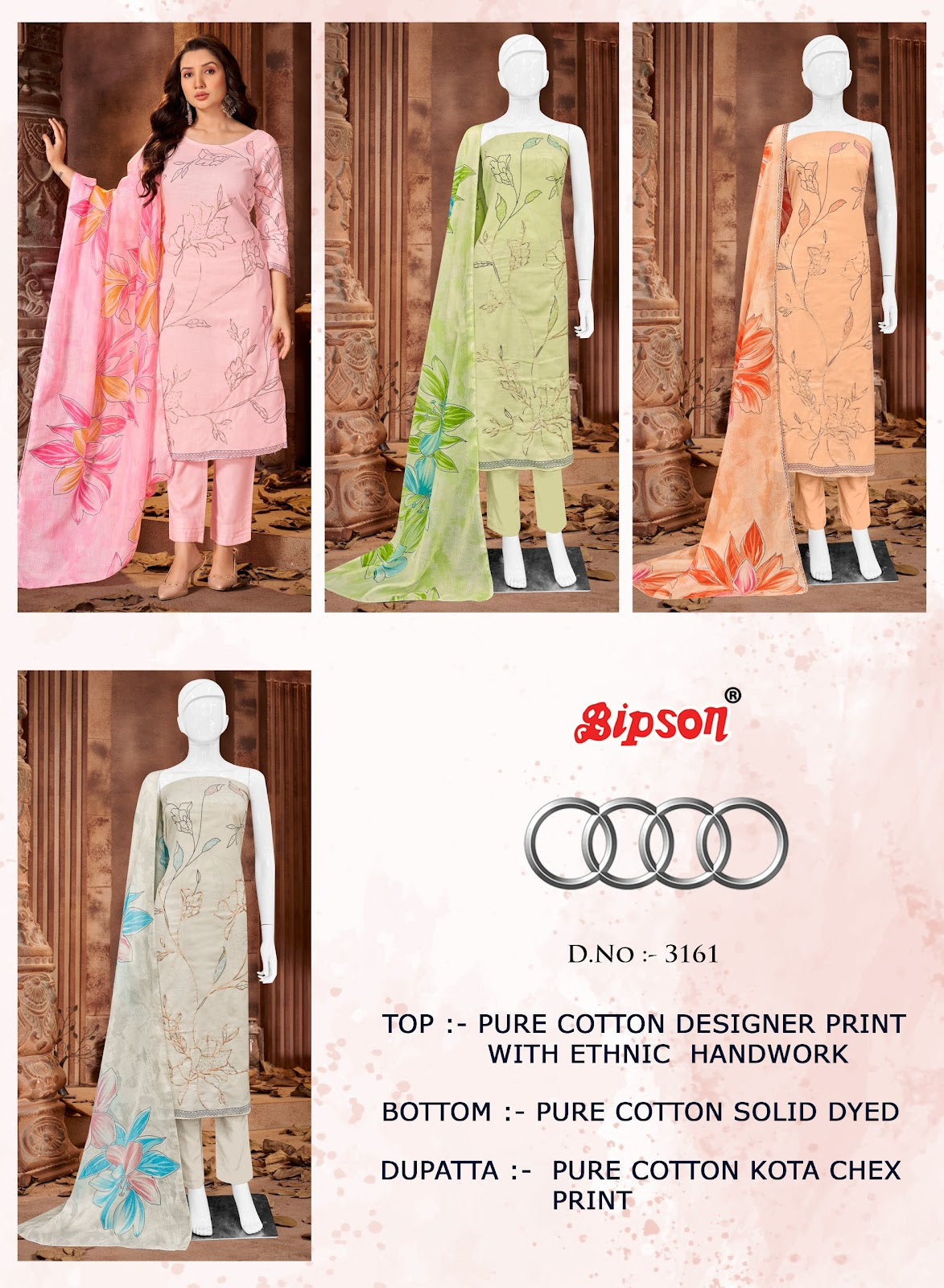 Audi 3161 Bipson Prints Pure Cotton Pant Style Suits Manufacturer Gujarat