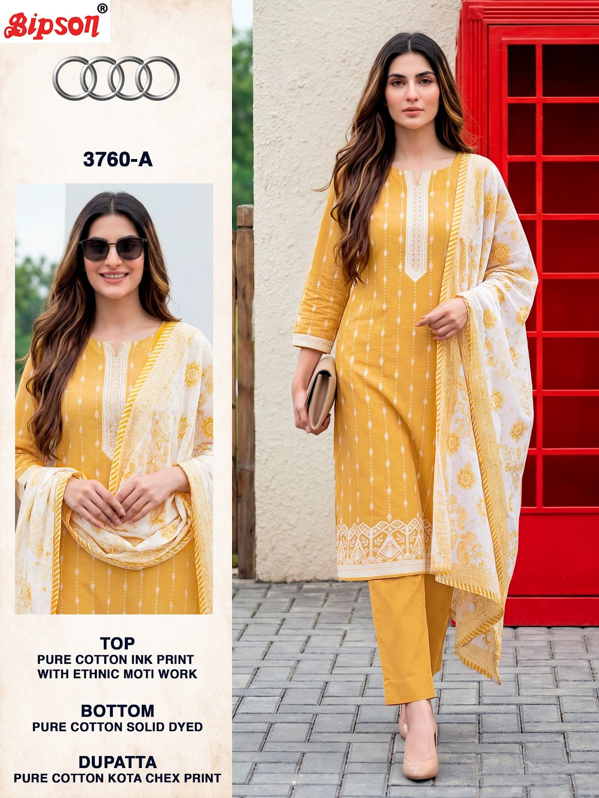 Audi 3760 Bipson Prints Pure Cotton Pant Style Suits Supplier Gujarat