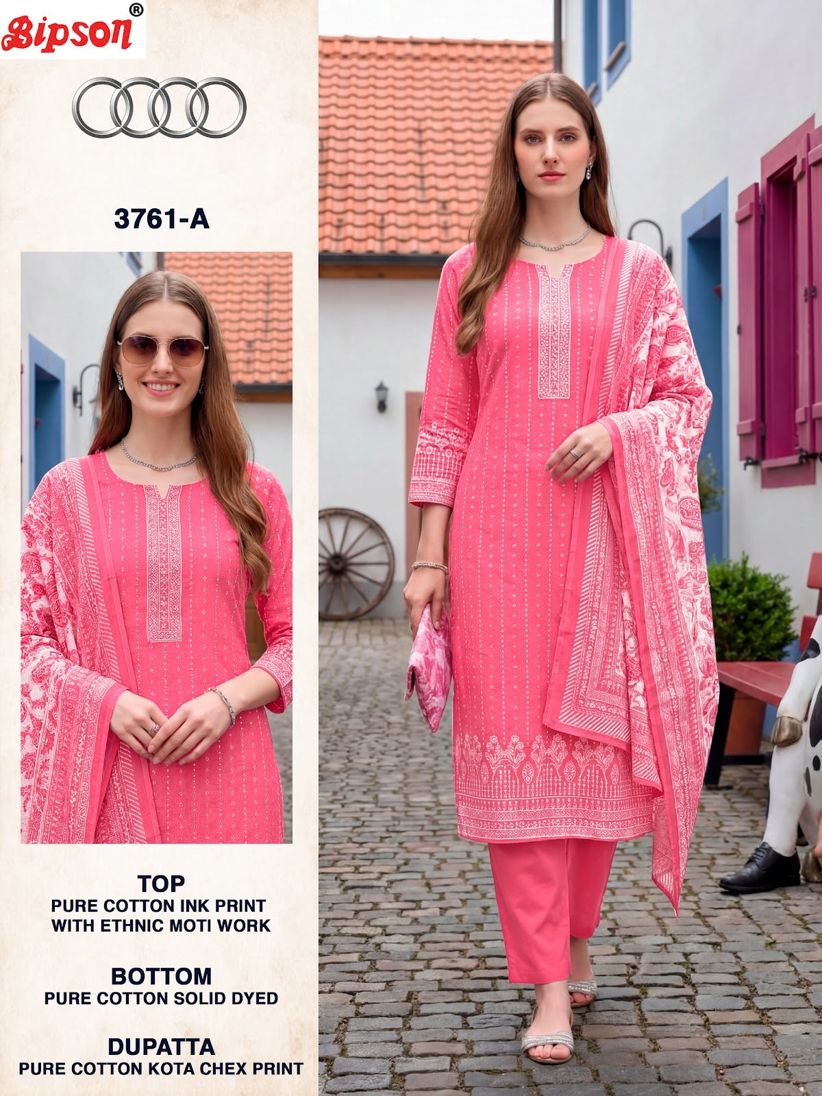 Audi 3761 Bipson Prints Pure Cotton Pant Style Suits Manufacturer Gujarat
