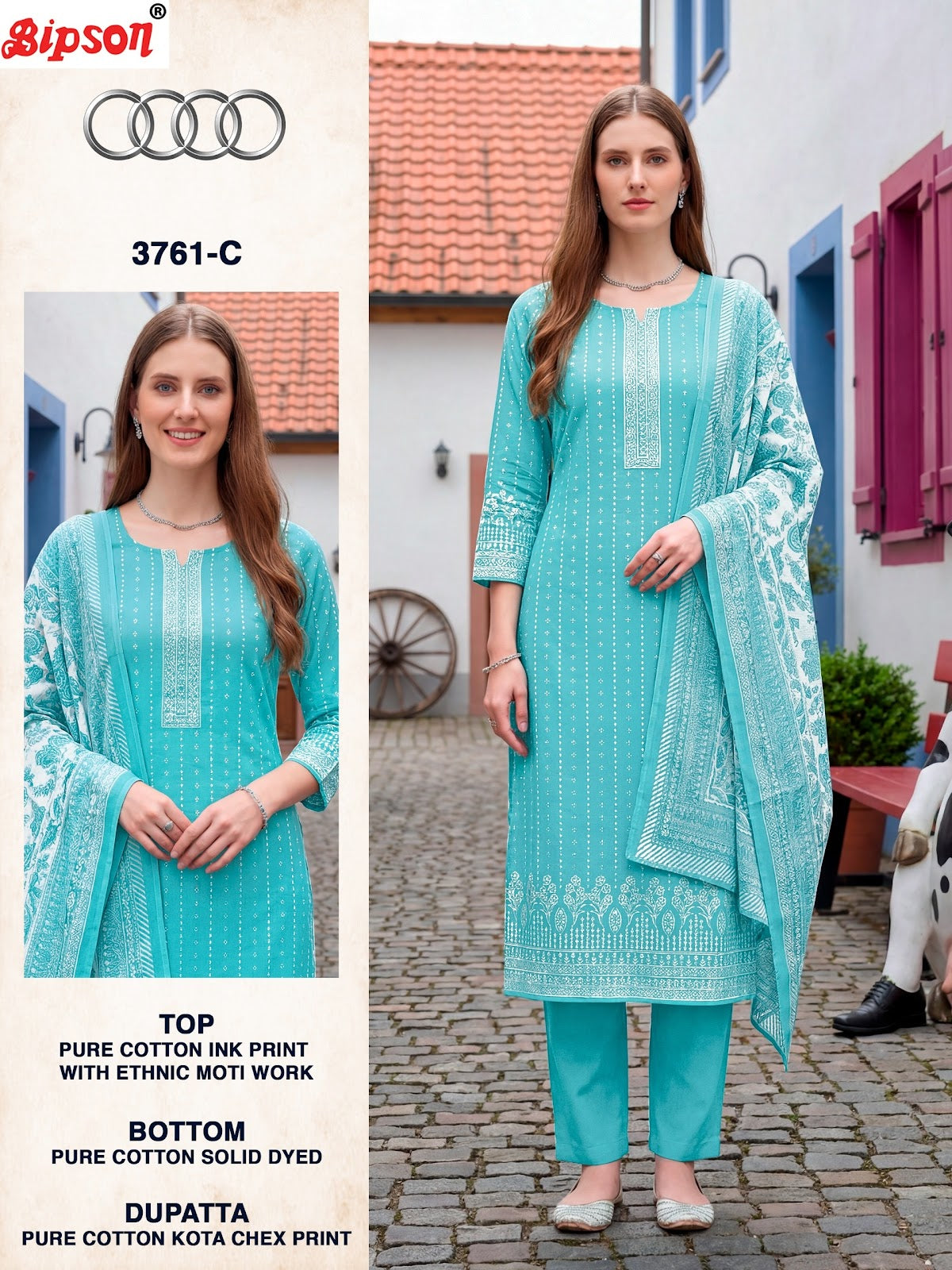 Audi 3761 Bipson Prints Pure Cotton Pant Style Suits Manufacturer Gujarat