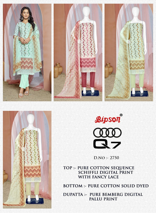 Audi Q7 - 2750 Bipson Prints Cotton Schiffli Pant Style Suits Wholesale Rate