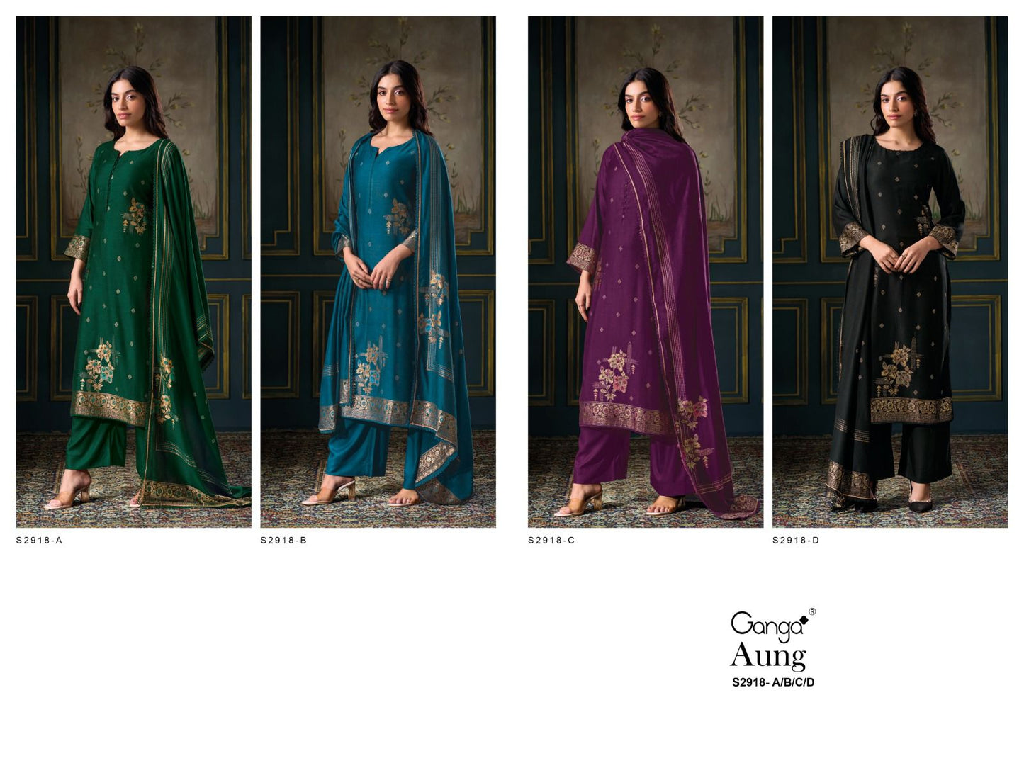 Aung S2918 Ganga Premium Pashmina Suits Wholesale Price