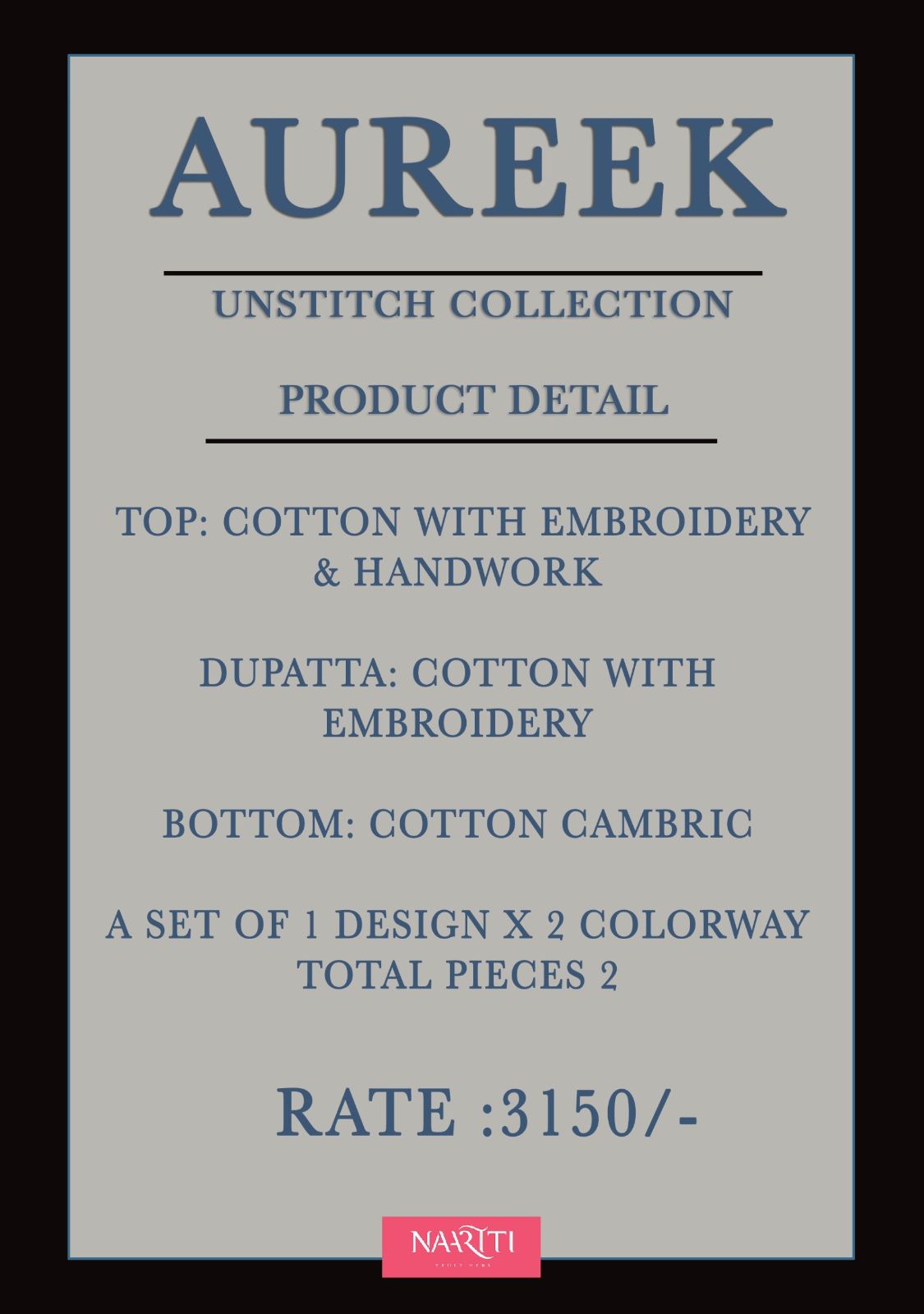 Aureek Naariti Cotton Pant Style Suits Exporter Gujarat