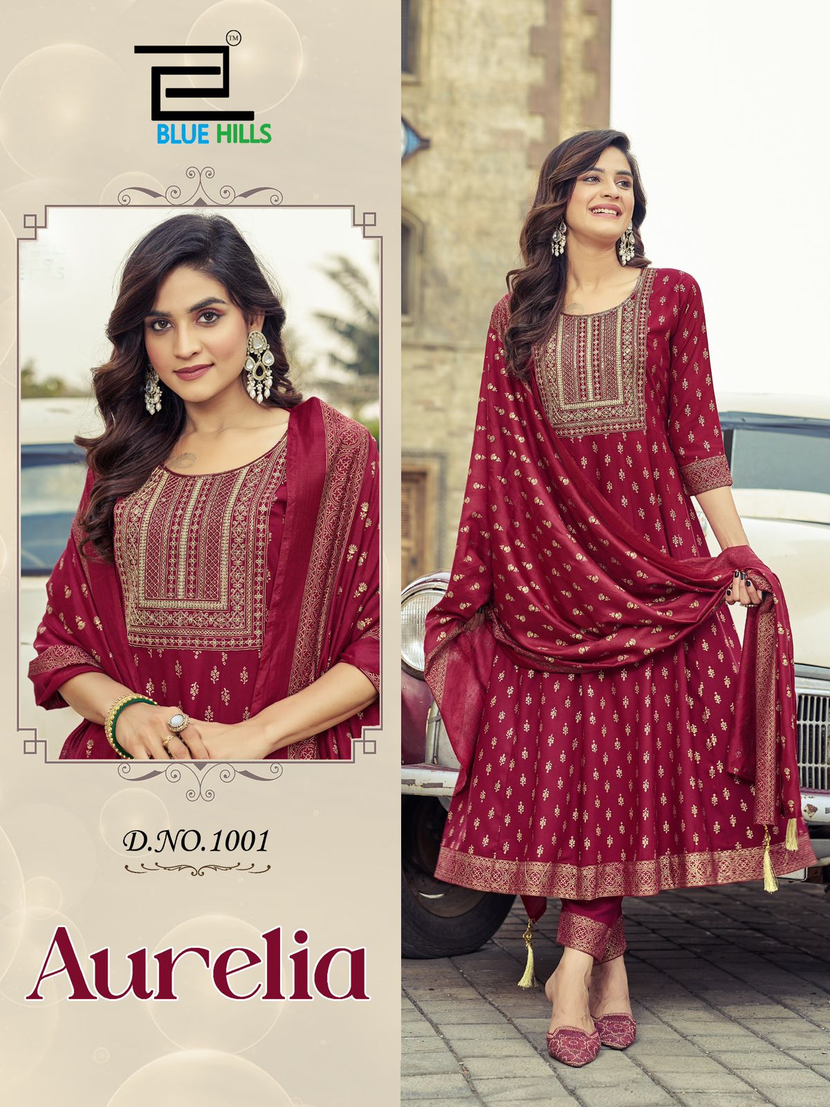 Aurelia Blue Hills Rayon 14Kg Readymade Anarkali Suits Manufacturer India