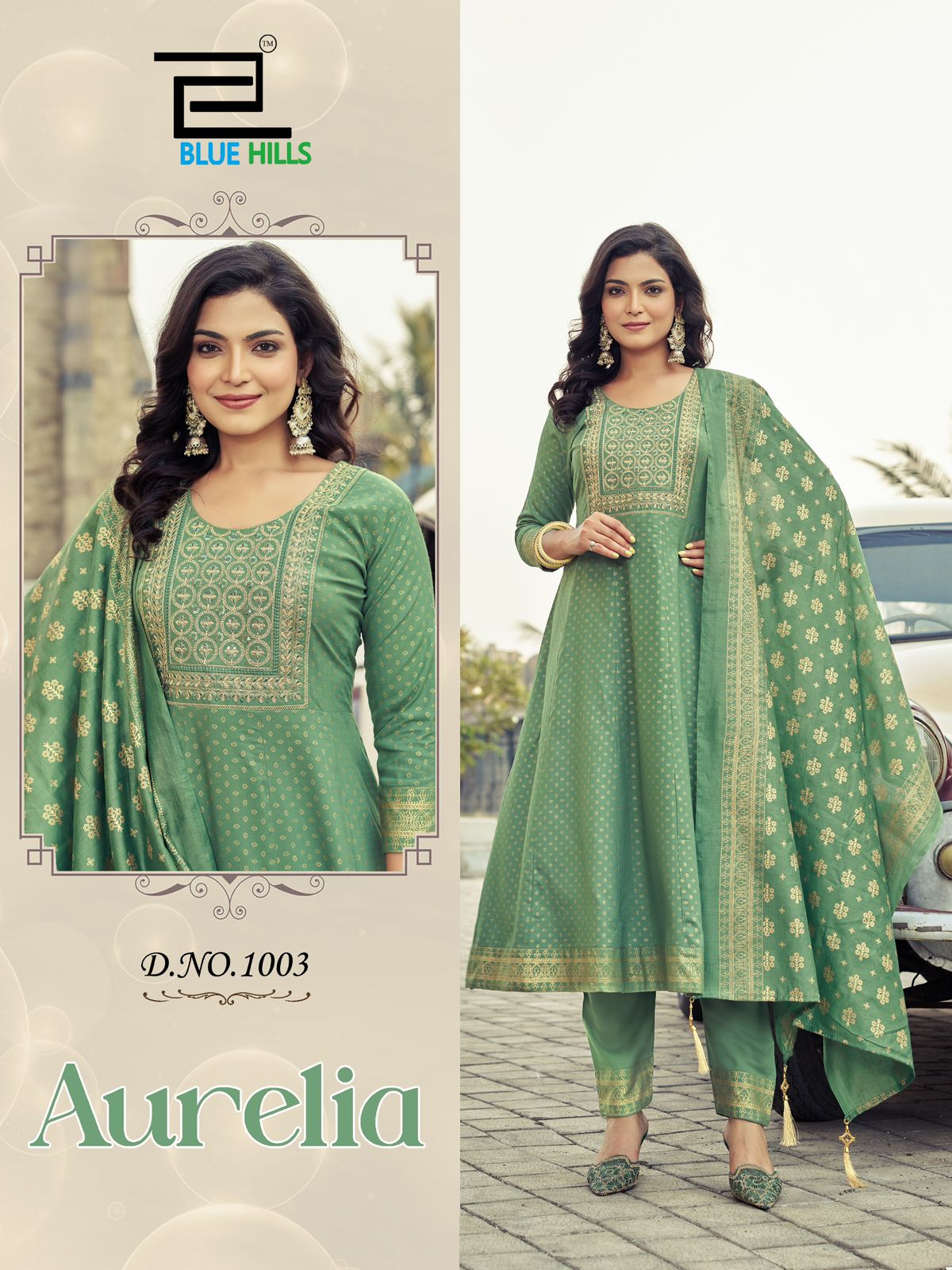 Aurelia Blue Hills Rayon 14Kg Readymade Anarkali Suits Manufacturer India