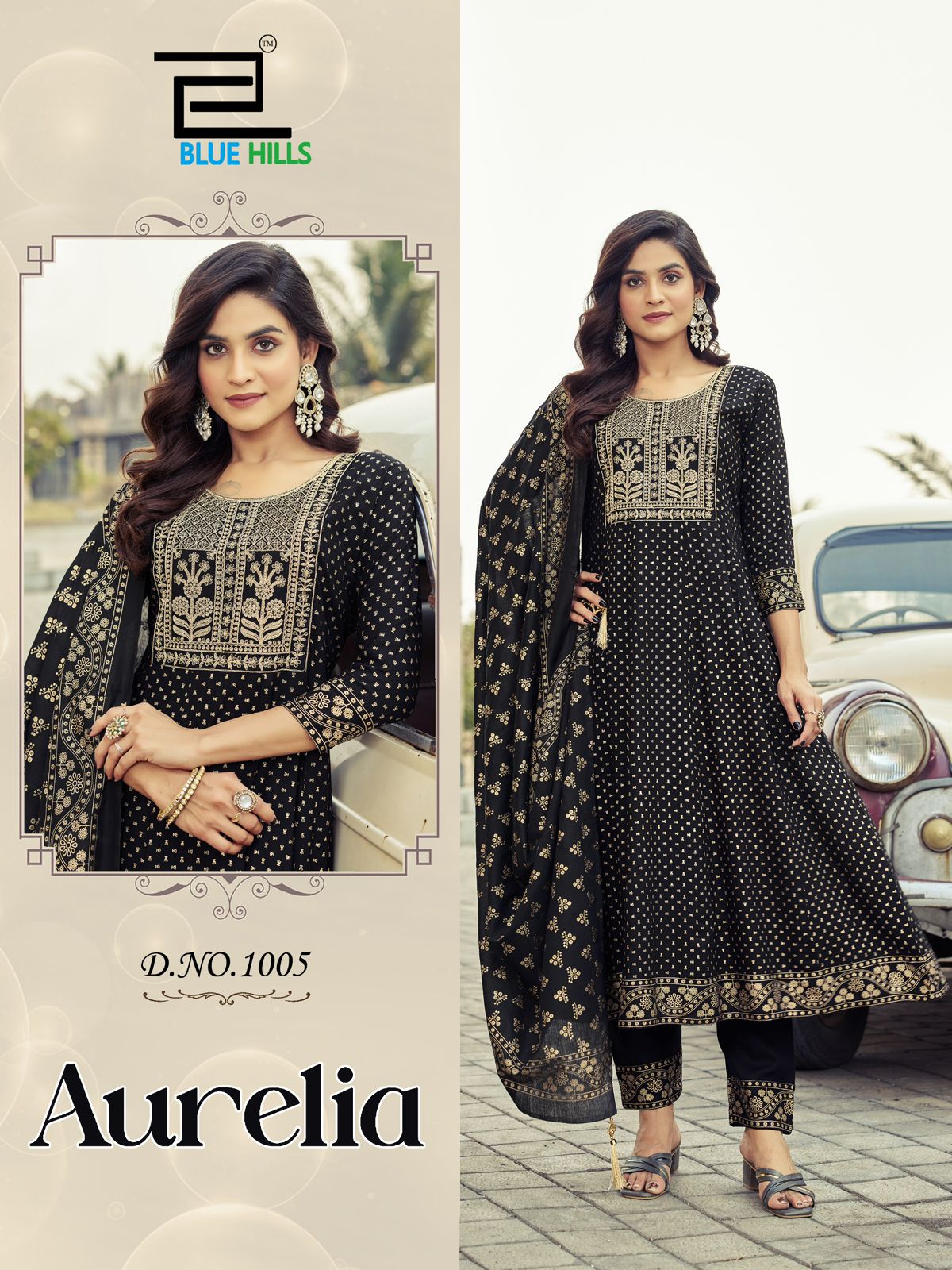 Aurelia Blue Hills Rayon 14Kg Readymade Anarkali Suits Manufacturer India