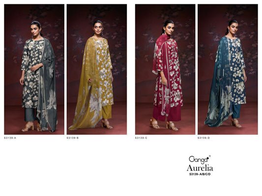Aurelia S3139 Ganga Cotton Plazzo Style Suits Wholesale Price