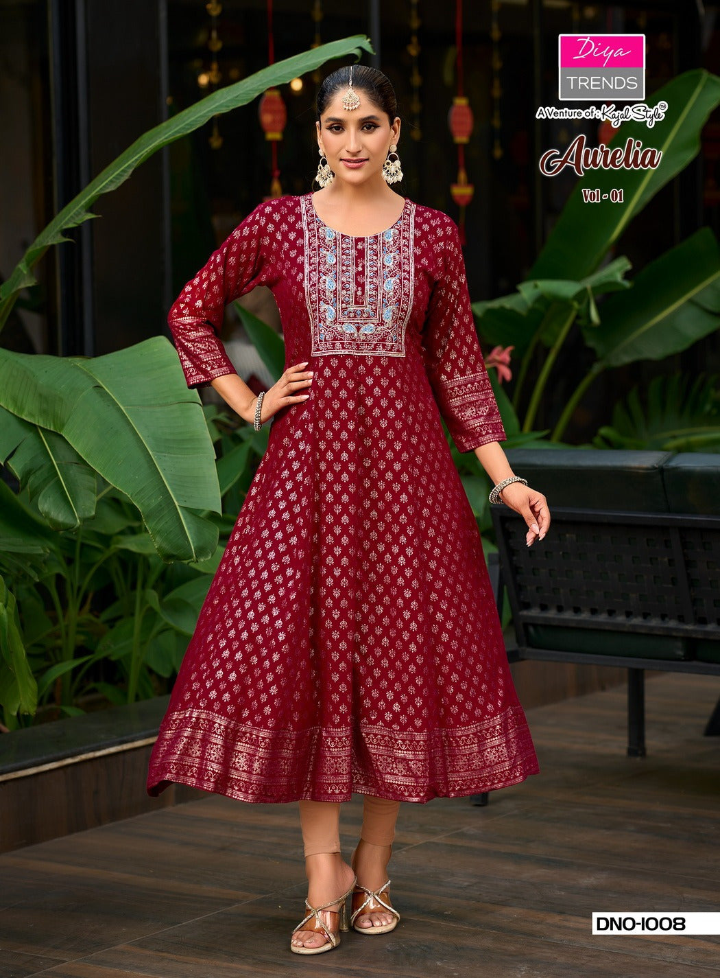 Aurelia Vol 1 Diya Trends Reyon Anarkali Kurtis Manufacturer