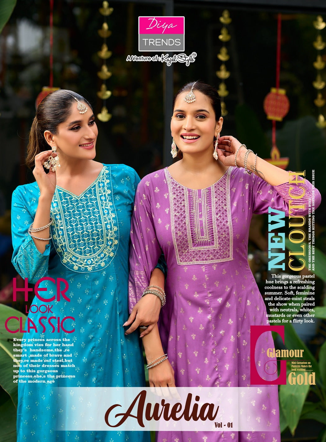 Aurelia Vol 1 Diya Trends Reyon Anarkali Kurtis Manufacturer