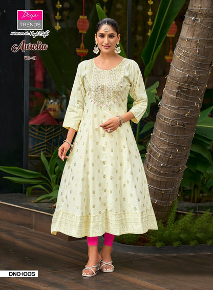 Aurelia Vol 1 Diya Trends Reyon Anarkali Kurtis Manufacturer