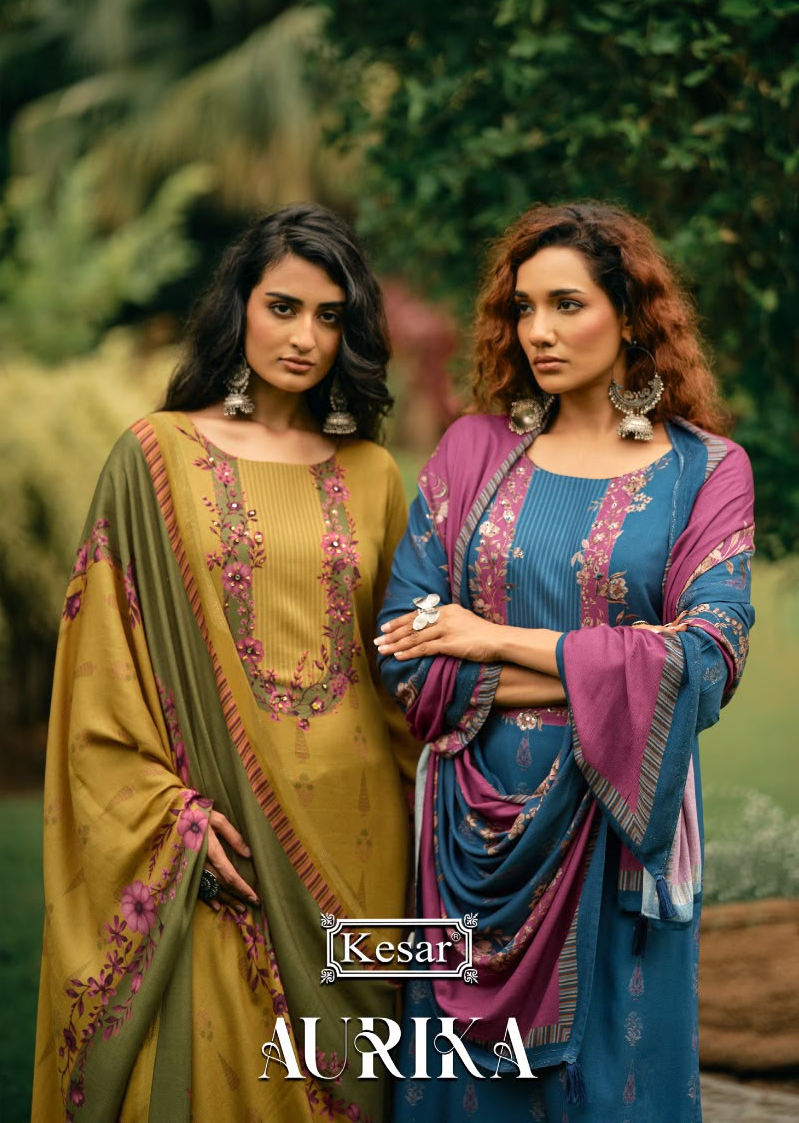 Aurika Kesar Viscose Pashmina Suits Wholesale Price