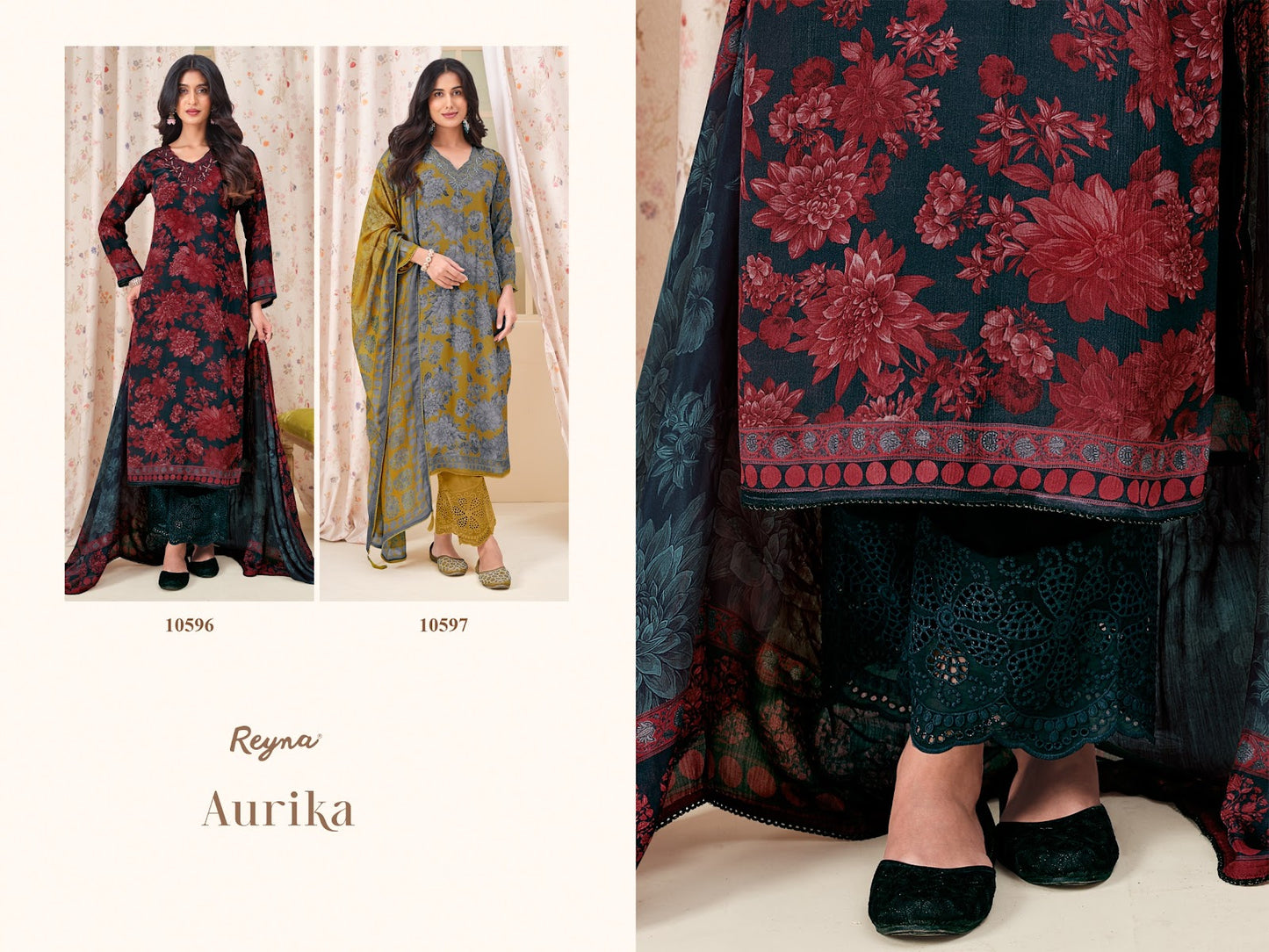 Aurika Reyna Chinnon Pant Style Suits Manufacturer Gujarat