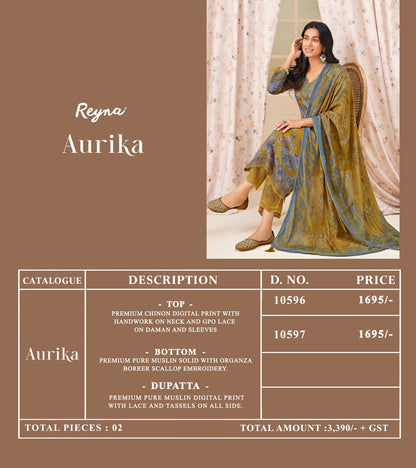 Aurika Reyna Chinnon Pant Style Suits Manufacturer Gujarat