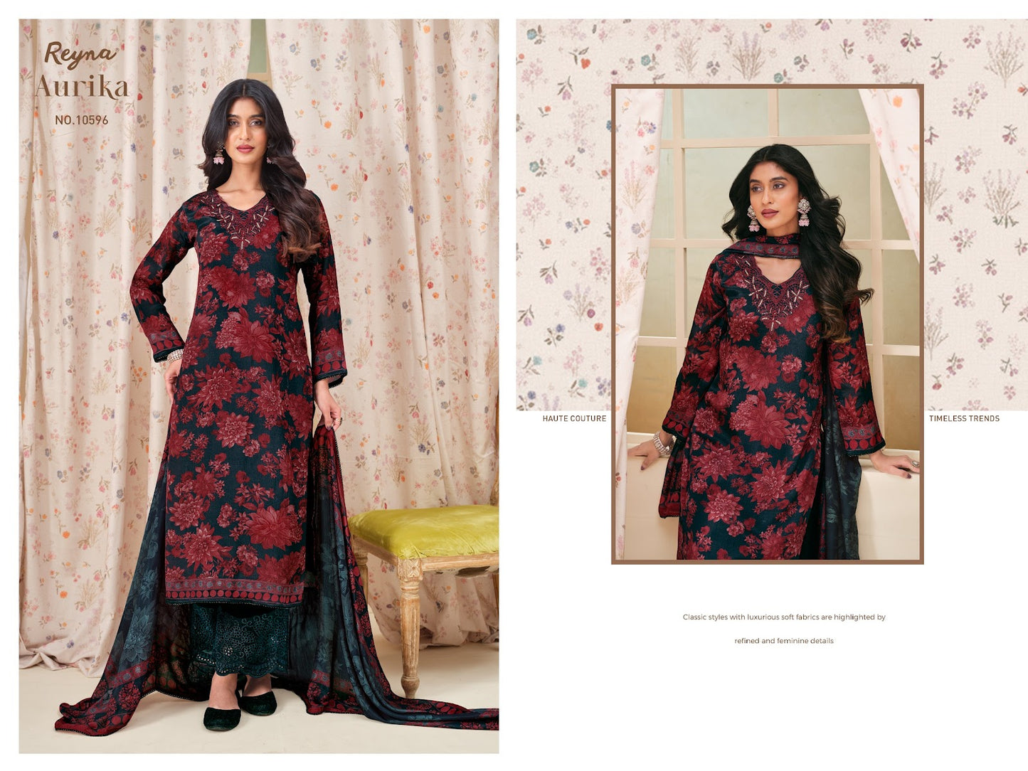 Aurika Reyna Chinnon Pant Style Suits Manufacturer Gujarat