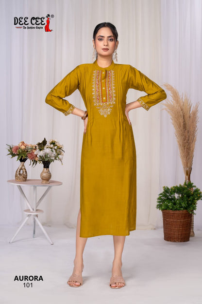 Aurora Deecee Silk Long Straight Kurti Wholesaler Ahmedabad