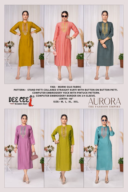 Aurora Deecee Silk Long Straight Kurti Wholesaler Ahmedabad