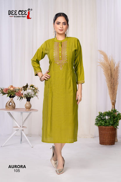 Aurora Deecee Silk Long Straight Kurti Wholesaler Ahmedabad