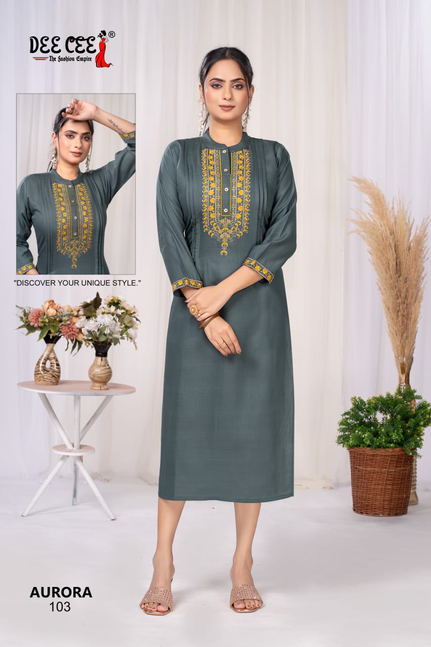 Aurora Deecee Silk Long Straight Kurti Wholesaler Ahmedabad