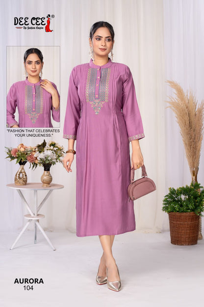 Aurora Deecee Silk Long Straight Kurti Wholesaler Ahmedabad