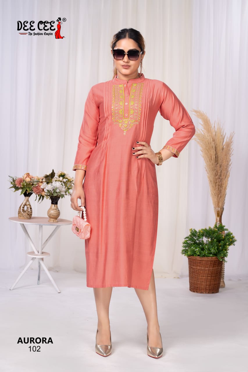 Aurora Deecee Silk Long Straight Kurti Wholesaler Ahmedabad