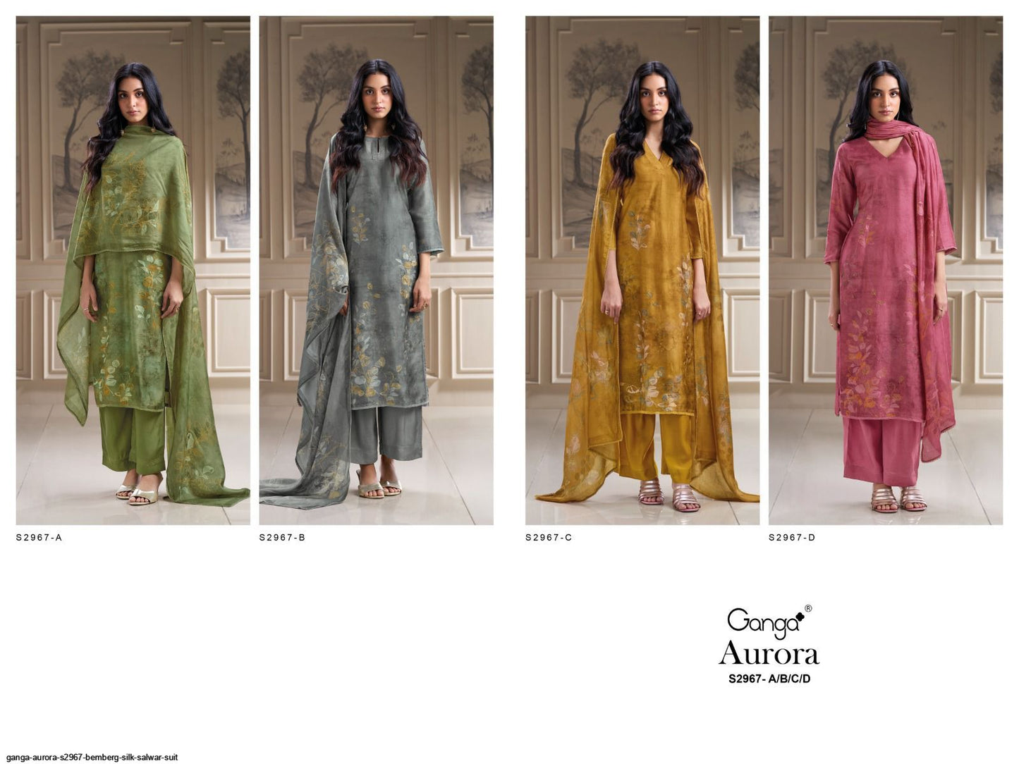 Aurora S2967 Ganga Russian Silk Plazzo Style Suits Exporter India