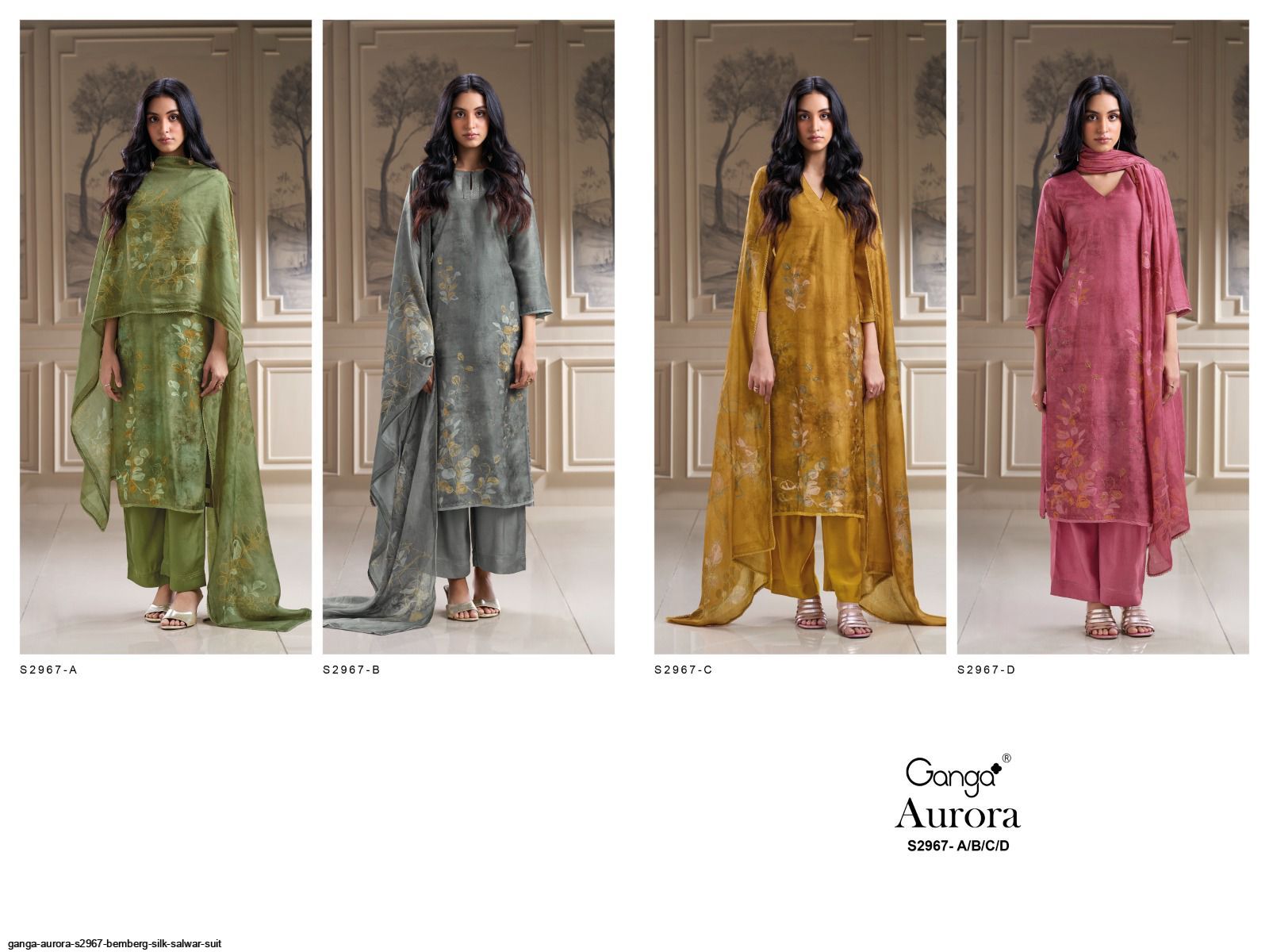 Aurora S2967 Ganga Russian Silk Plazzo Style Suits Exporter India