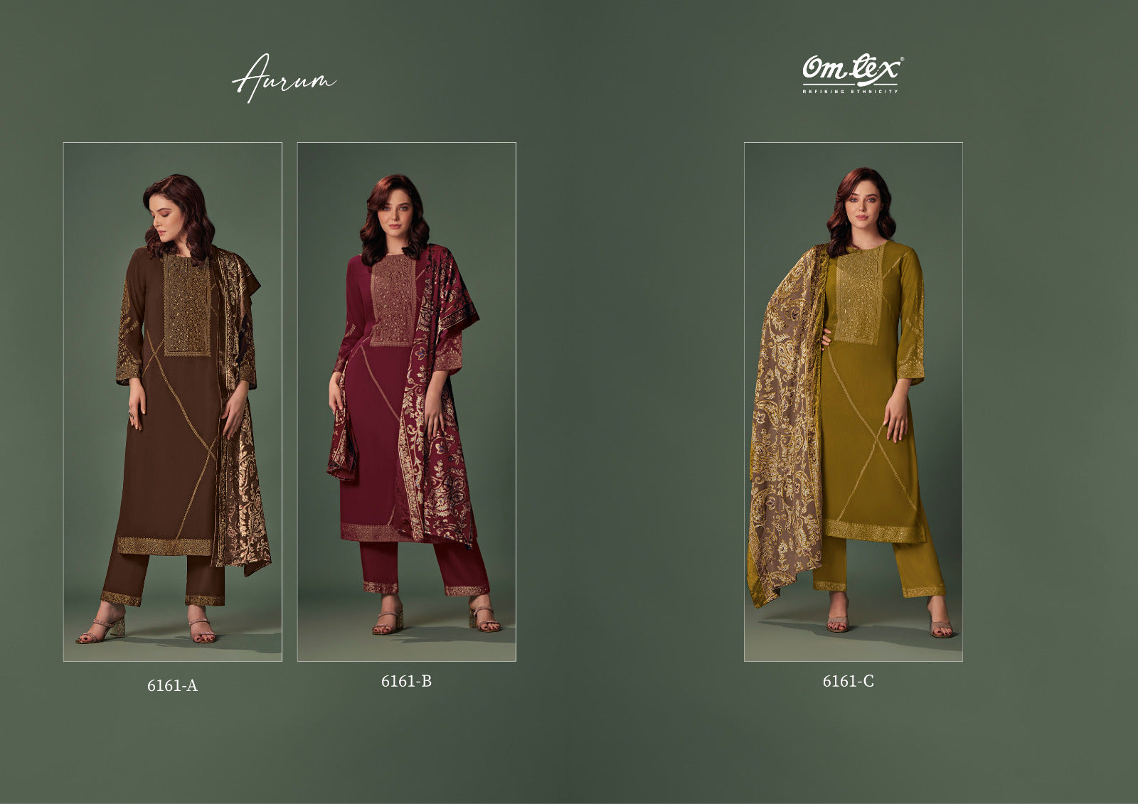 Aurum 6161 Omtex Jacquard Pashmina Suits Wholesale Rate
