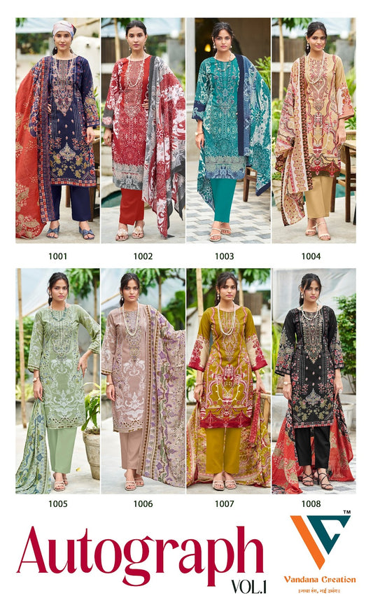 Autograph?? Vol 1 Vandana Creation Cambric Cotton Karachi Salwar Suits Wholesaler
