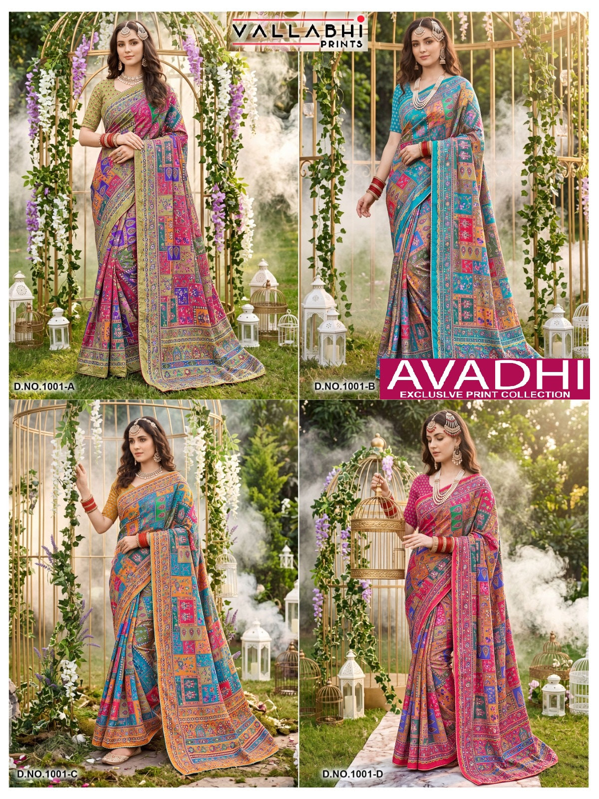Avadhi Vallabhi Prints Chinon Sarees Wholesale Price